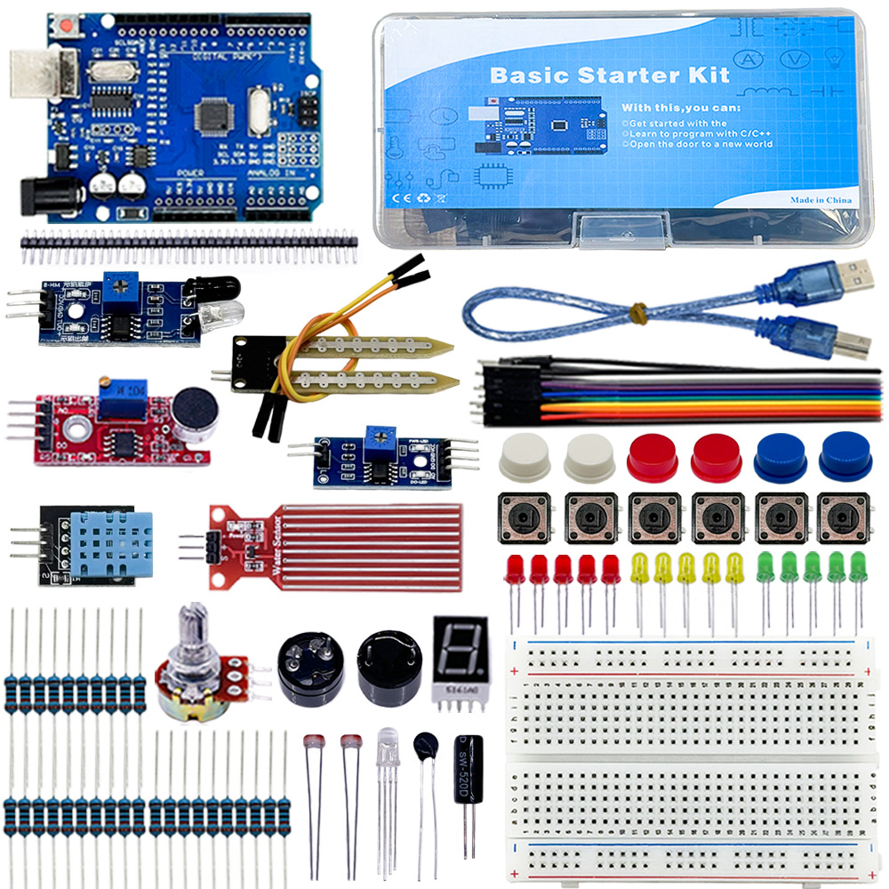 Lattepanda Sigma 32Gb - Arduino Uno R3用電子ベーシックスターターキット、サウンドセンサー、水位センサー、DHT11、LED、400穴ブレッドボード、デュポンケーブル、Atmelmage328P