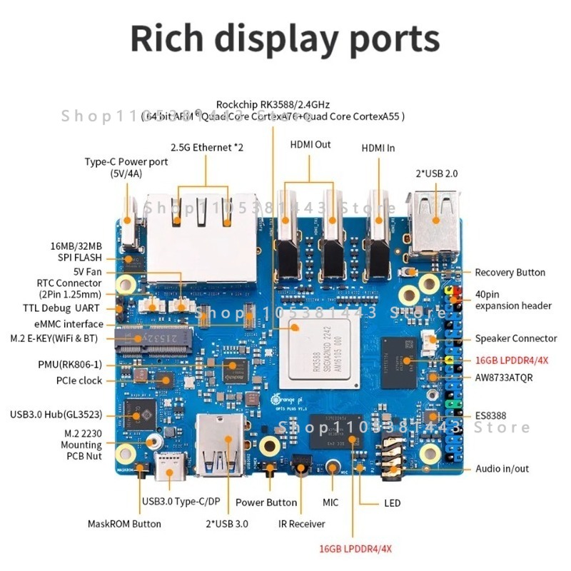 Orange Pi 5 Plus 32GB RAM シングル - Orange Pi 5 Plus 32Gb のレビューと価格