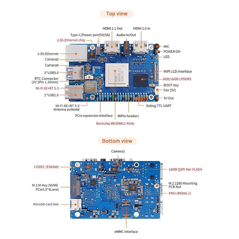 ABRI-For Orange Pi 5 Ultra RK3 - Rk3588 Mini Pc Board のレビューと価格